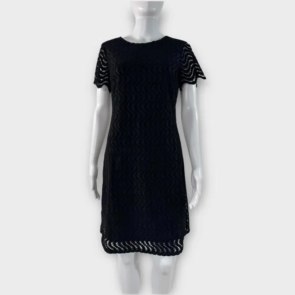 Tommy Hilfiger Women’s Lace Sheath Short Sleeve Mini Dress Black Size 4 Small - Picture 4 of 15